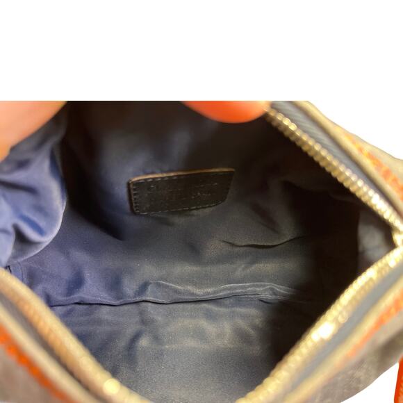 Christian Dior Homme Monogram Flight Pouch Navy Denim Orange Trim Made in Spain - Picture 6 of 14